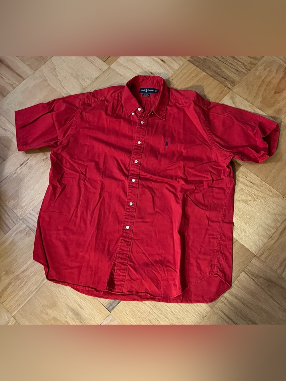 Vintage Polo Ralph Lauren Red Blaire Cotton Short Sleeved Button Down Shirt